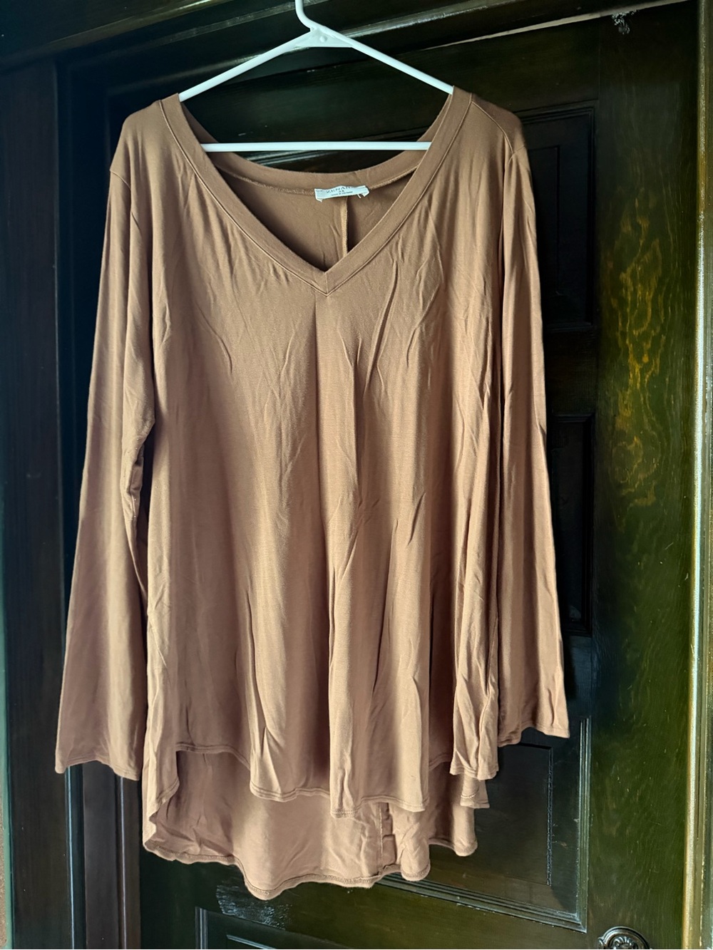 Zenana Outfitters light Brown/tan V-Neck Long Sleeve Tunic